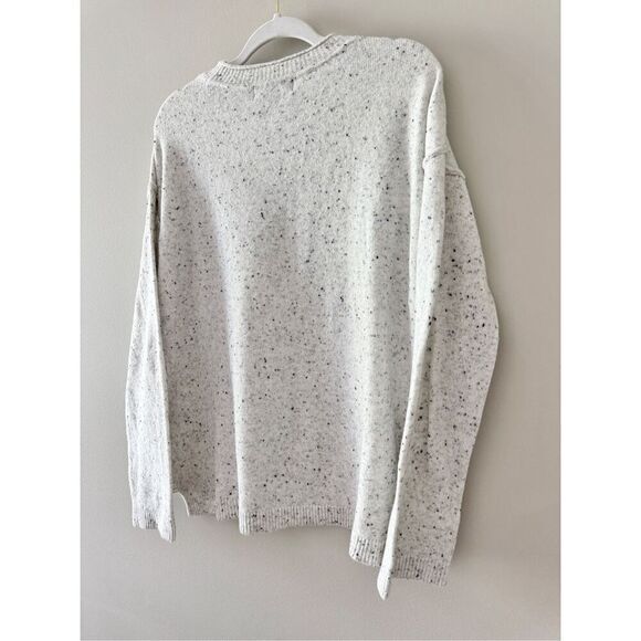 DKNY Sweater Size Large Crewneck Pullover White Speckled Long Sleeve - Picture 9 of 10